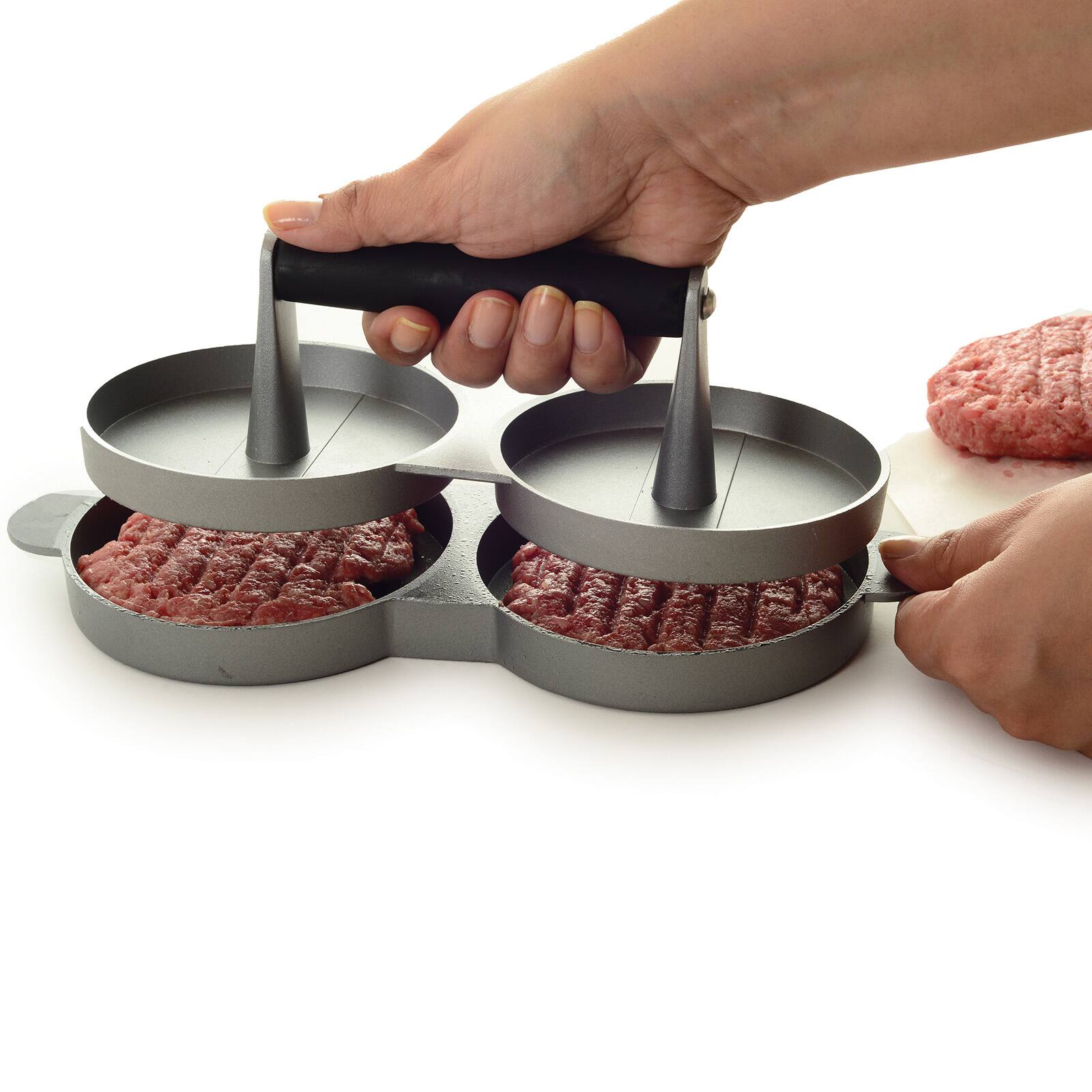 Alt View 2. Norpro - Nonstick Cast Aluminum Double Hamburger Press - Silver.