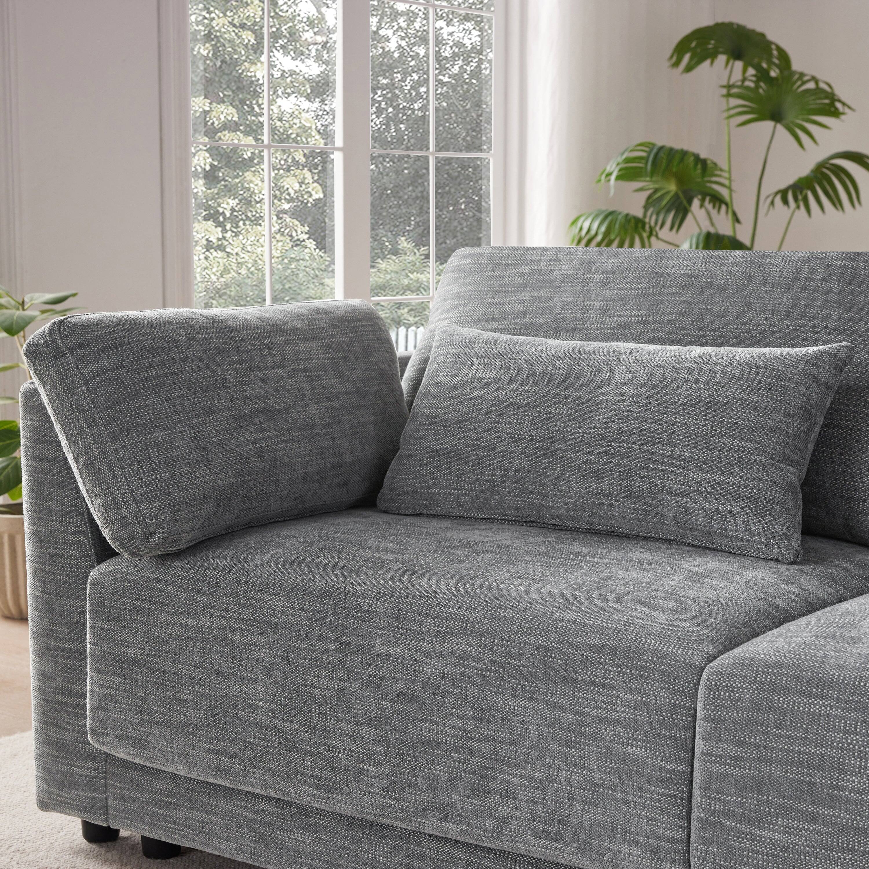 Alt View 2. Boyel Living - L-Shaped Sectional Sofa Multi-Functional Storage Console Wider&Thicker Cushion Gray Chenille - Gray.
