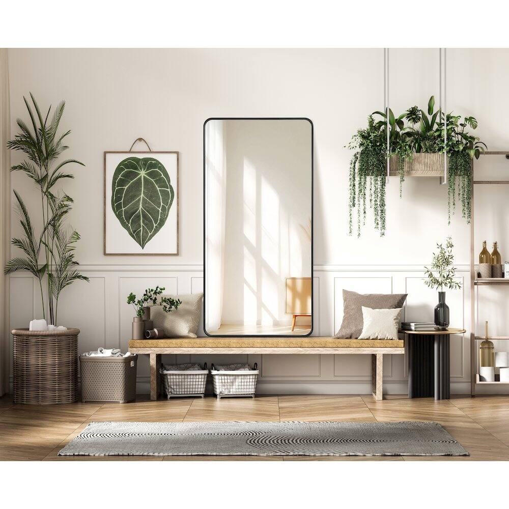 Alt View 7. Elegant Decor - Contour Metal Rectangle Mirror 30x60 in Black - Black.