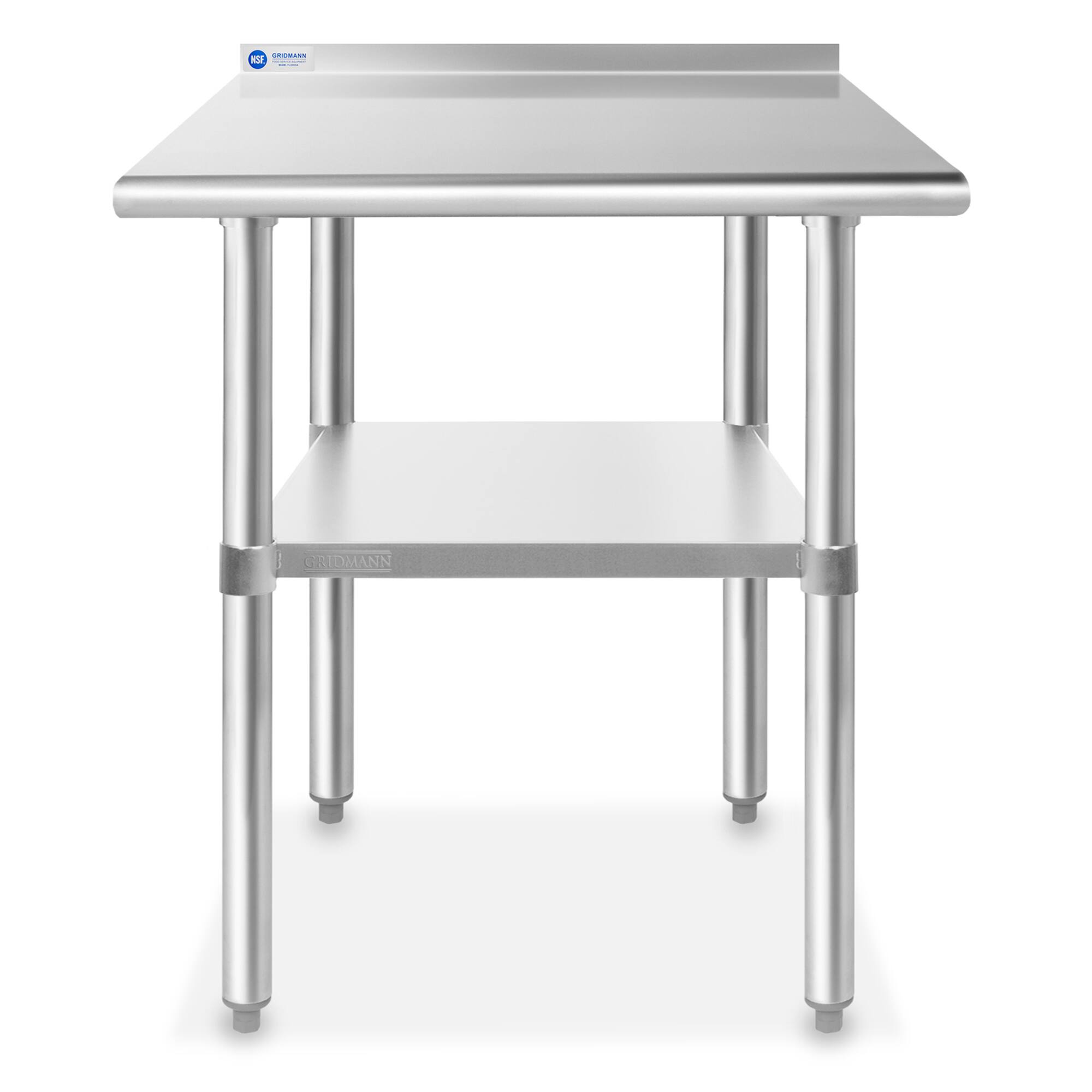 Alt View 1. GRIDMANN - 30 x 24-in NSF Stainless Steel Prep Table with Backsplash - Silver.