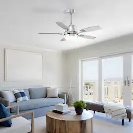 Siljoy - 42" Modern Low Profile Ceiling Fan with Light and APP/Remote,DC Reversible Motor, Dimmable LED for Bedroom/Living Room - Chrome