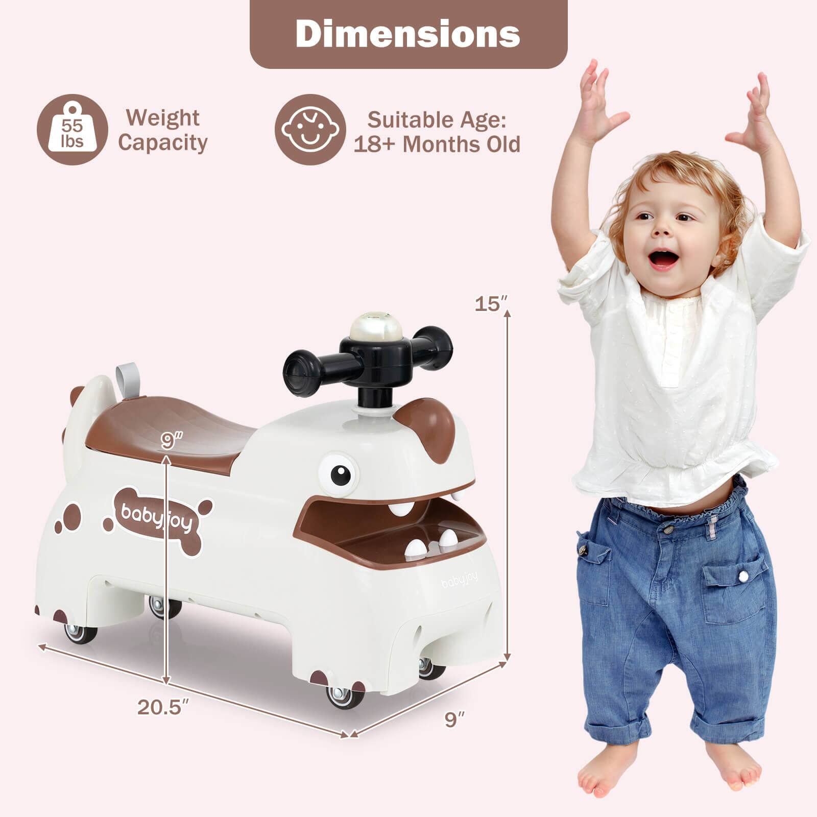 Dimensions  
Weight Capacity: 55 lbs  
Suitable Age: 18+ Months Old  

15"  
20.5"  
9"  
9"