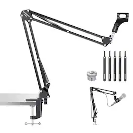 Neewer - Suspension Boom Mic Arm Stand - Desk Mount with Adapters for Blue Yeti, HyperX & Shure Mics