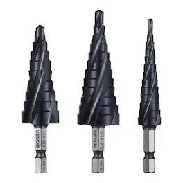 VEVOR - Step Drill Bit Set,1/8 - 7/8 inch,3 Pieces Step Drill Bits,1/4 inch Hex Shank,TiAlN Coating Cobalt HSS High Speed Steel - Black