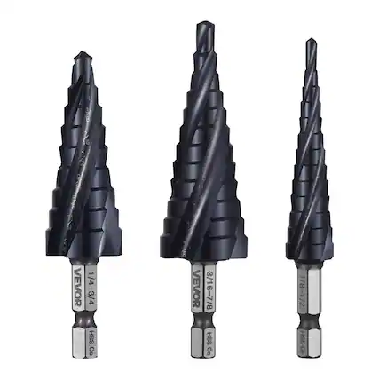 1. VEVOR 1/4-3/4 HSS Co
2. VEVOR 3/16-7/8 HSS Co
3. VEVOR 1/8-1/2 HSS Co