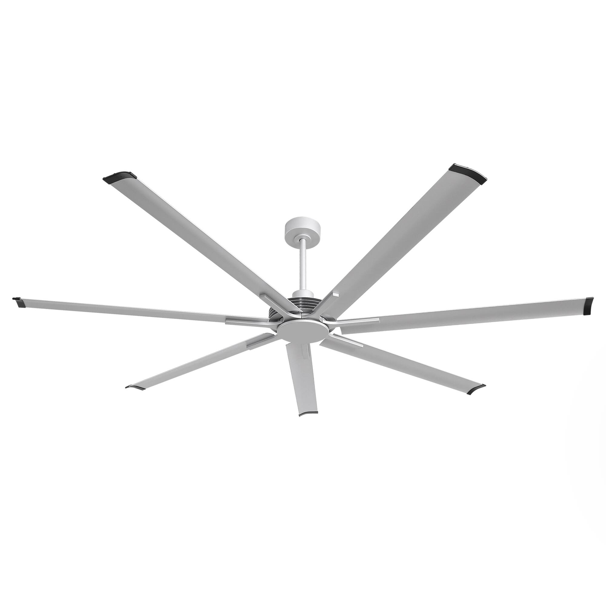 Alt View 4. Parrot Uncle - 100-inch Silver Industrial Extra Large Commercial HVLS Ceiling Fan without Light, 7 Aluminum Blades and Remote Control - Silver.