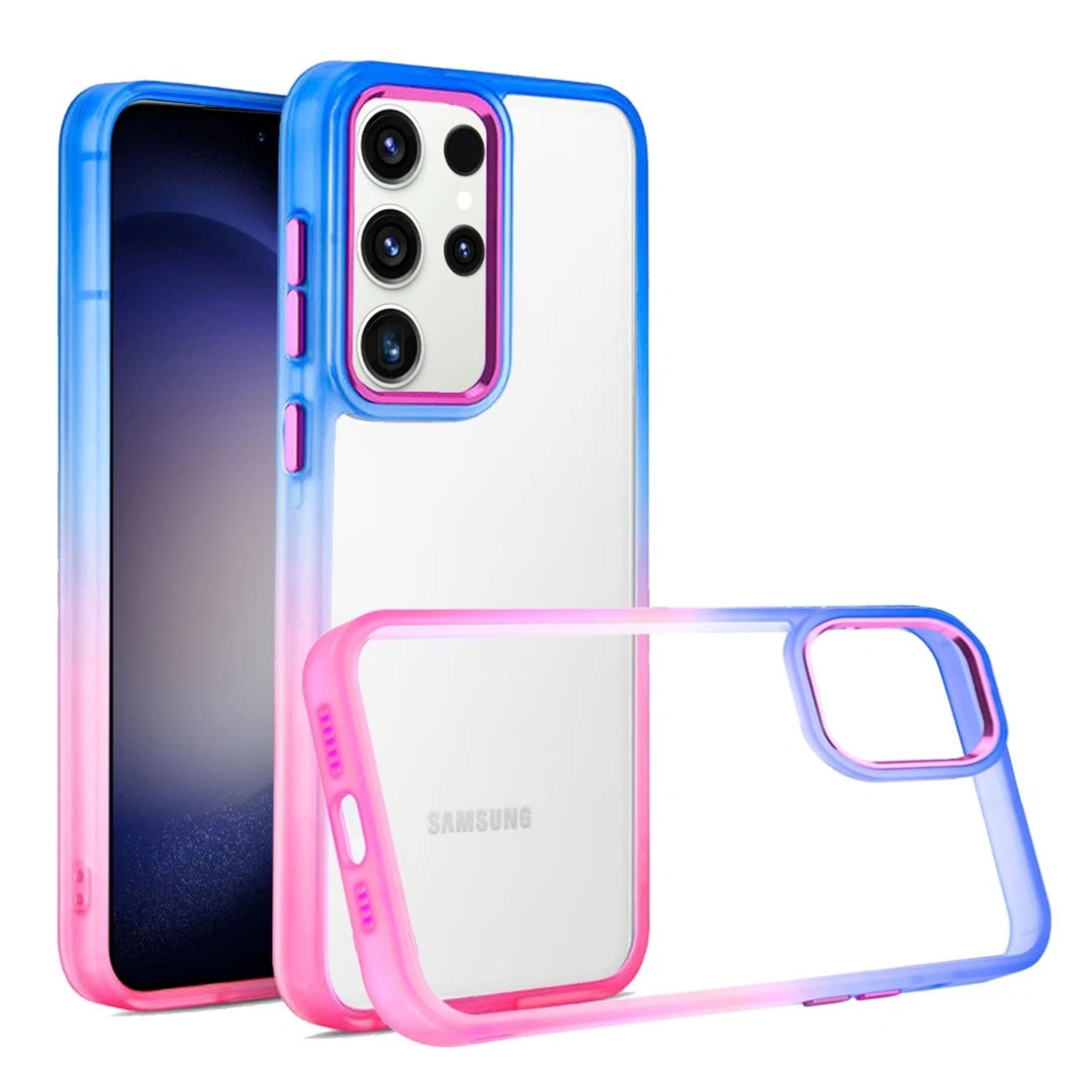 Kitcheniva - Color Fading Two Tone Frame Hybrid Phone Case For Samsung Galaxy S24 - Blue/Hot Pink price history on PriceWatchPro