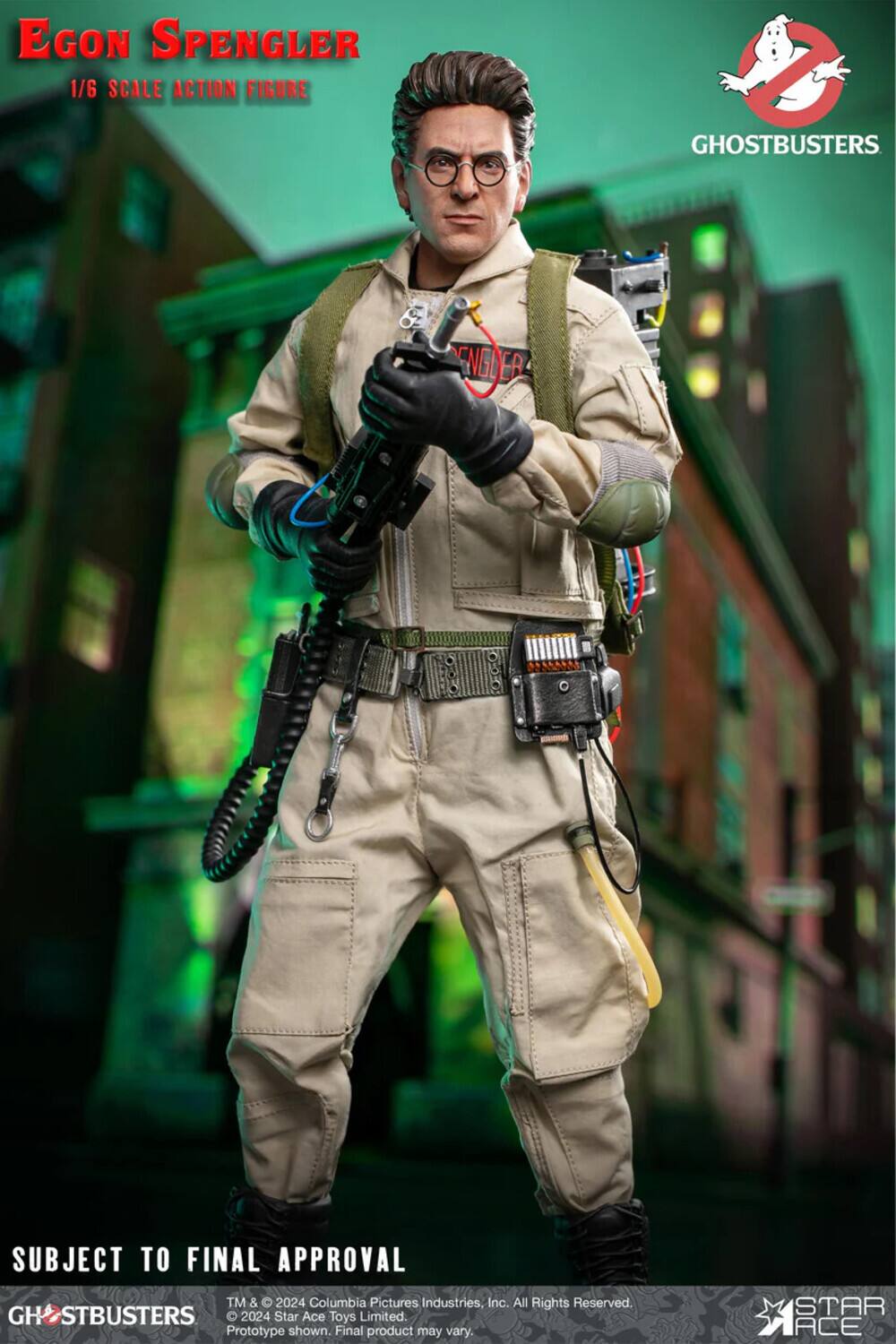 Egon Spengler  
1/6 Scale Action Figure  

Ghostbusters  

Subject to Final Approval  

TM & © 2024 Columbia Pictures Industries, Inc. All Rights Reserved.  
© 2024 Star Ace Toys Limited.  
Prototype shown. Final product may vary.  

STAR ACE