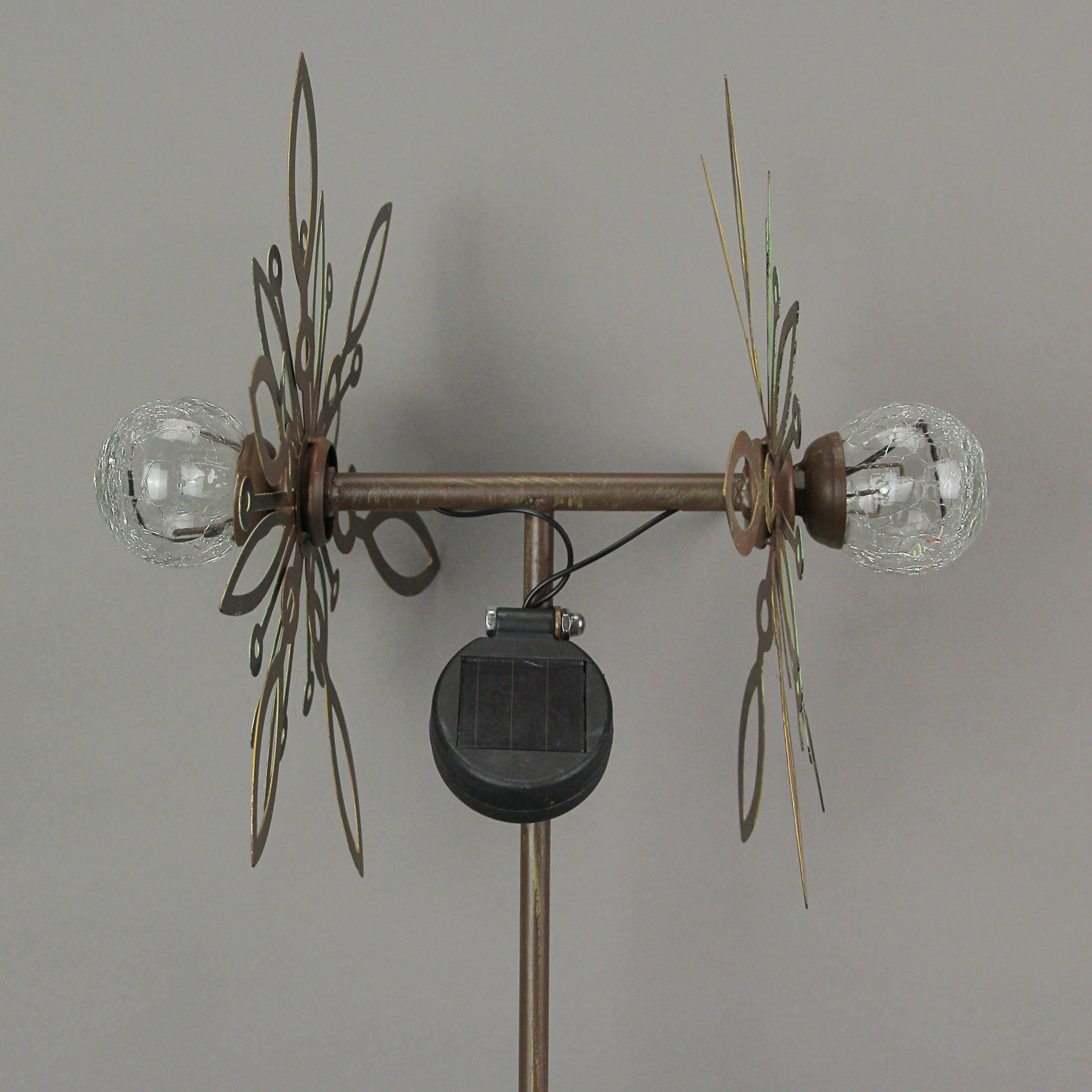 Alt View 3. Things2Die4 - 36 Inch Metal Solar LED Kinetic Wind Spinner Outdoor Garden Yard Art Flower - Green.