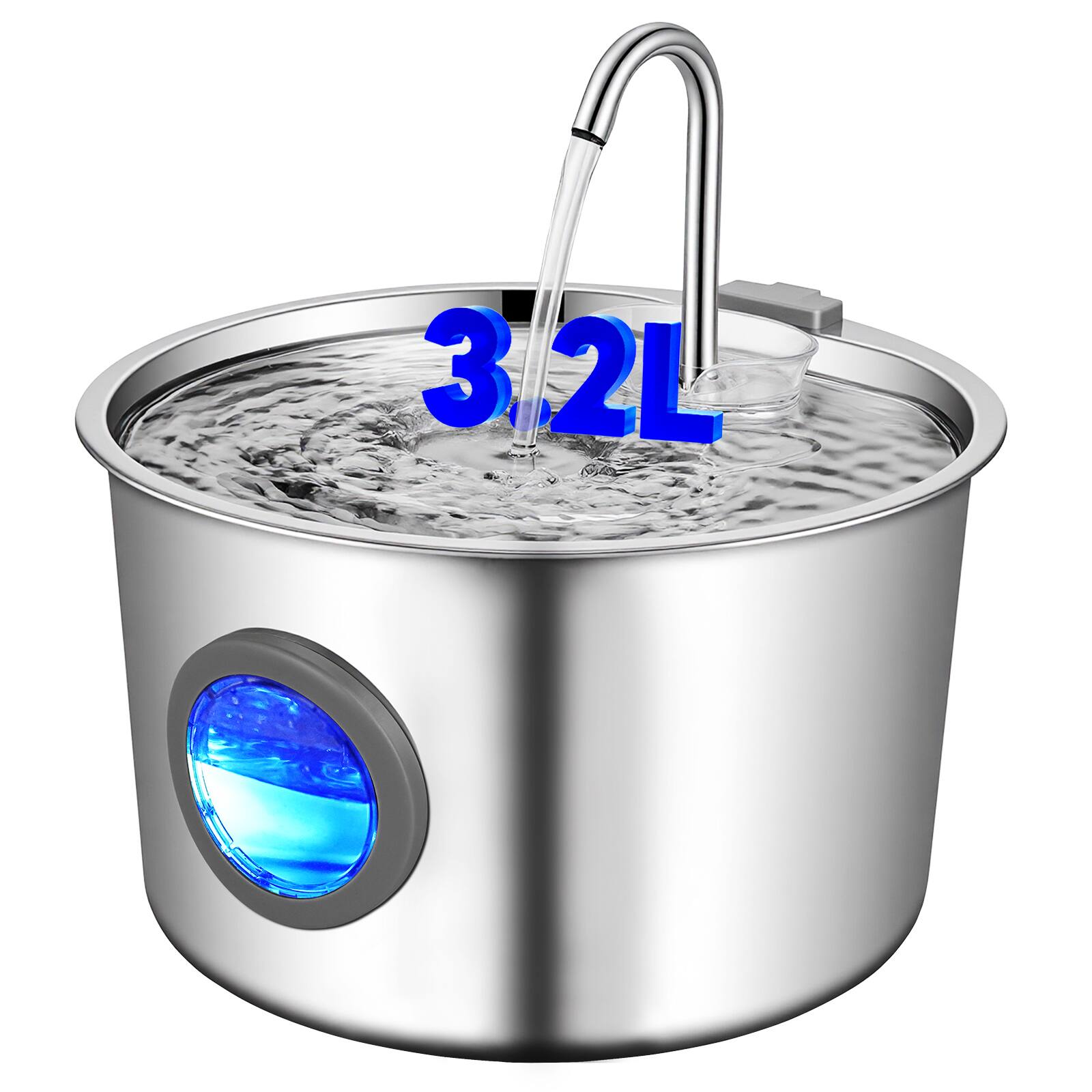 Front. Supet - Automatic Stainless Steel Cat Water Fountain, 108-oz / 3.2-L - Stainless Steel.