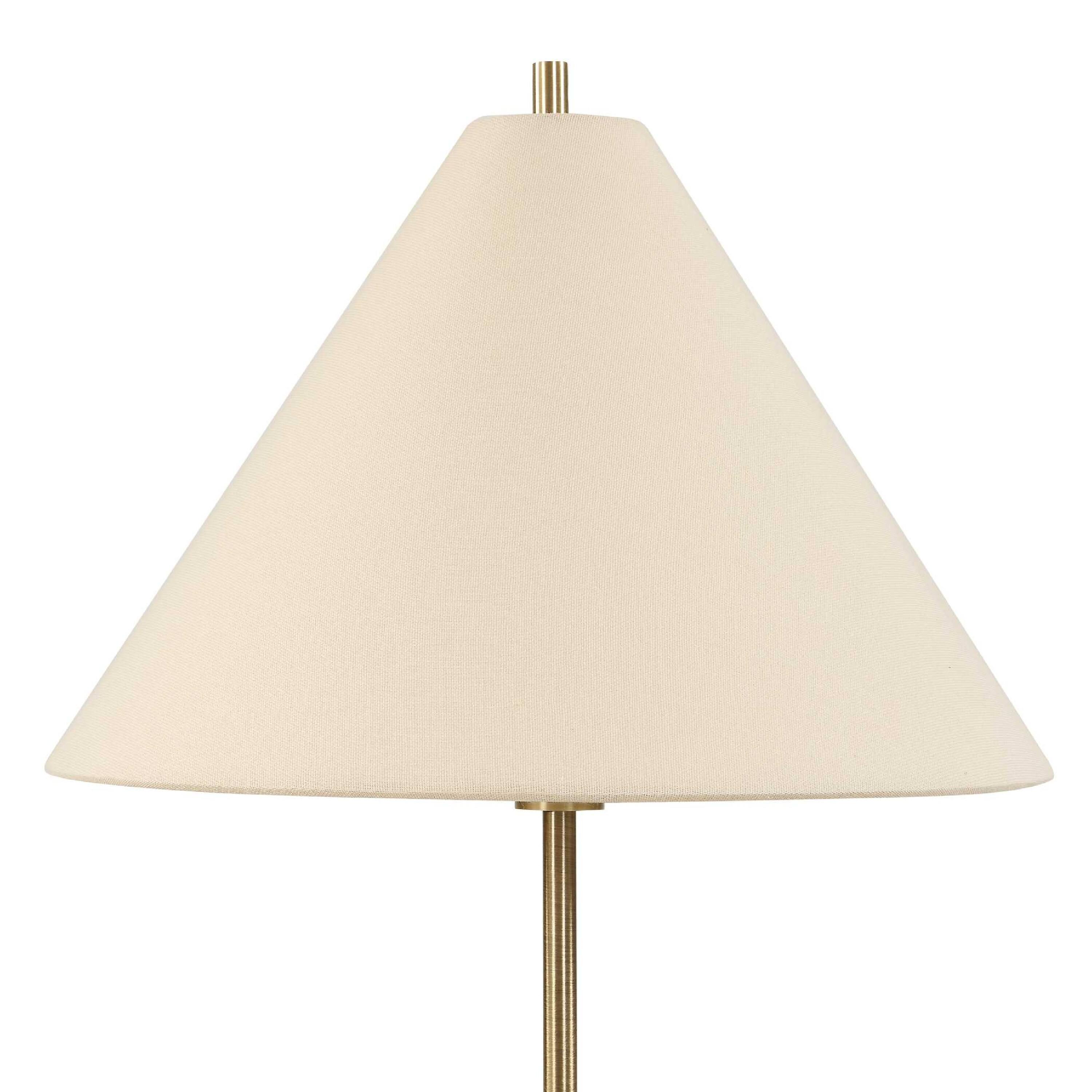 Back. Manhattan Lane - Table Lamp Set of 2, Linen Shades - Antique Brass, Off White.
