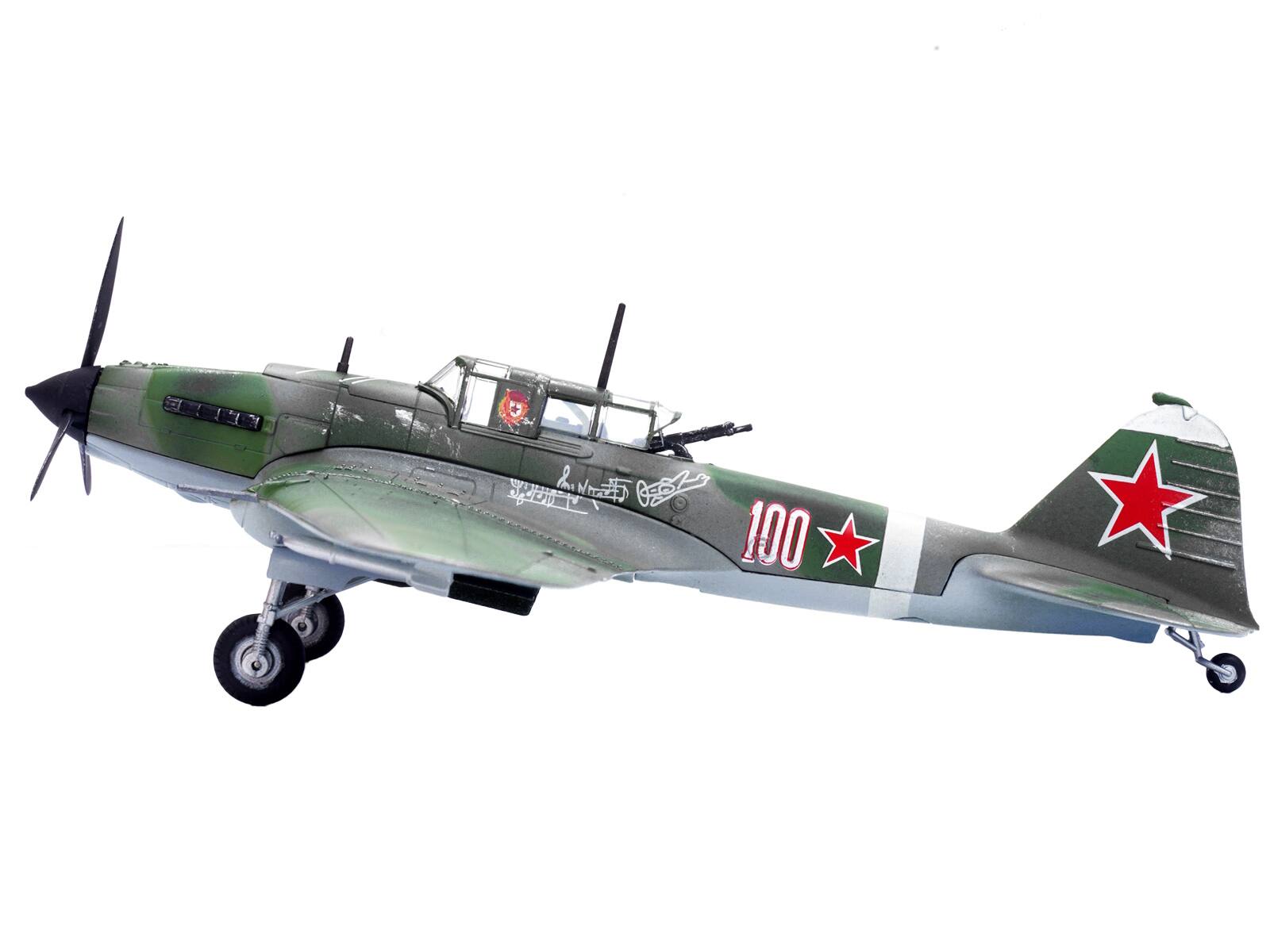 Angle. Legion - Ilyushin IL-2M3 Sturmovik Aircraft #100 Green Camouflage Piloted by Vasily Emelyanenko Soviet Air Force 1/72 &  Airplane - Green.