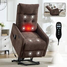 GOODSILO - Single Motor Power Lift Recliner Chair with Massage and Heat Features for Enhanced Comfort and Relaxation - Brown