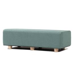 Jaxx - Caya 4-in-1 Large Bed Bench, Giant Ottoman, Dining Bench, and Yoga and Massage Platform, Queen, Boucle - Green