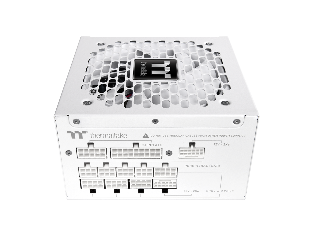 DO NOT USE MODULAR CABLES FROM OTHER POWER SUPPLIES

24 PIN ATX  
12V - 2X6  
PERIPHERAL/SATA  
12V - 2X6  
CPU  
6+2 PCI-E