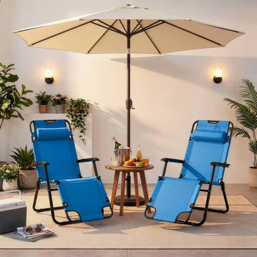 Alt View 10. Winado - Folding Lounge Camping Reclining Chair with Removable Pillow, Potable Zero Gravity Chair for Outdoor Indoor Balconies - Blue.