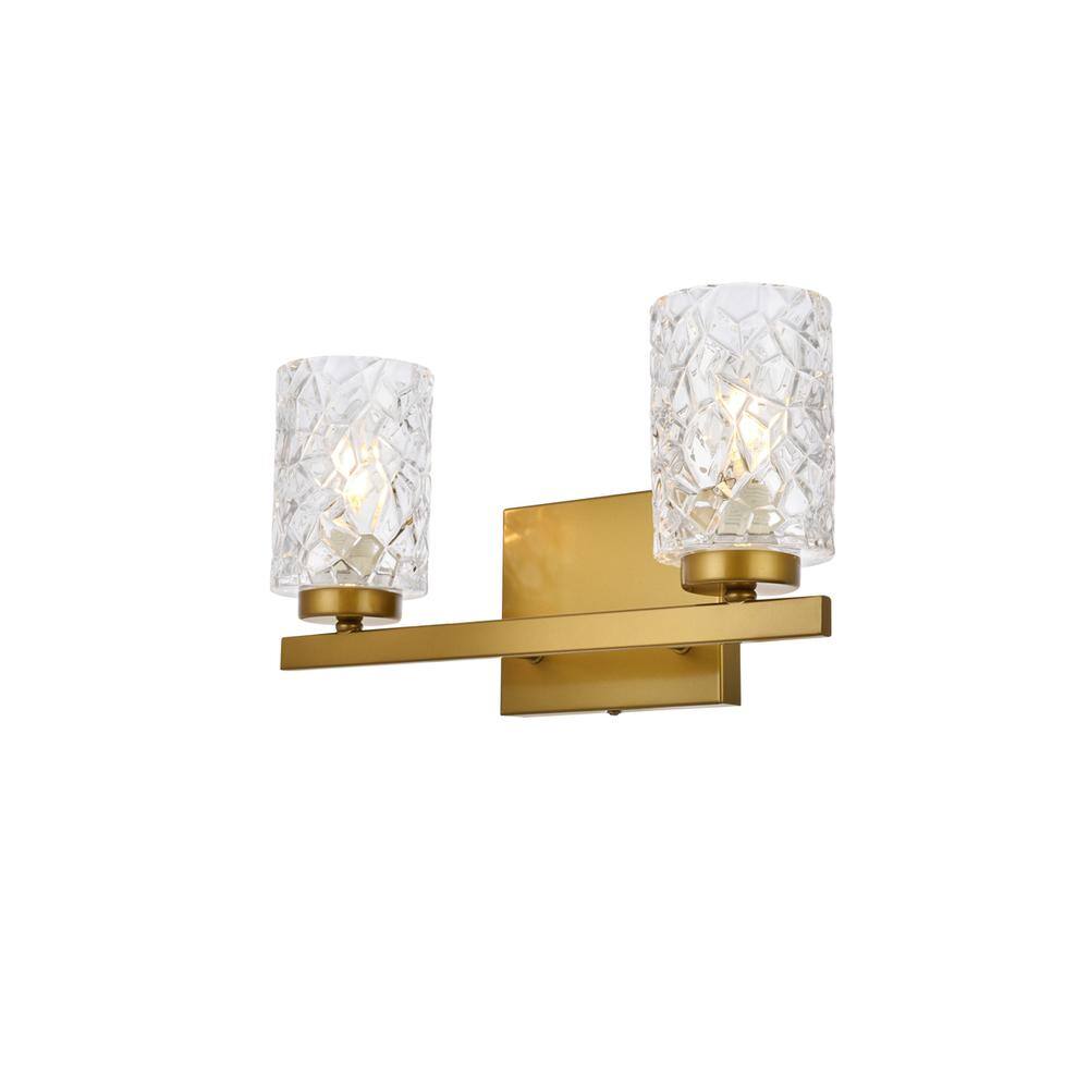Alt View 2. Living District - Cassie 2 lights bath sconce in brass with clear shade - Brass And Clear Shade.