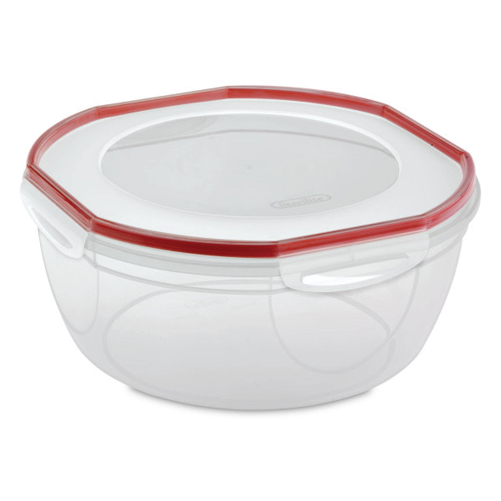 Alt View 1. Sterilite - Sterilite Ultra Seal 8.10 Quart Plastic Food Storage Bowl Container, 2 Pack - Clear/Red.