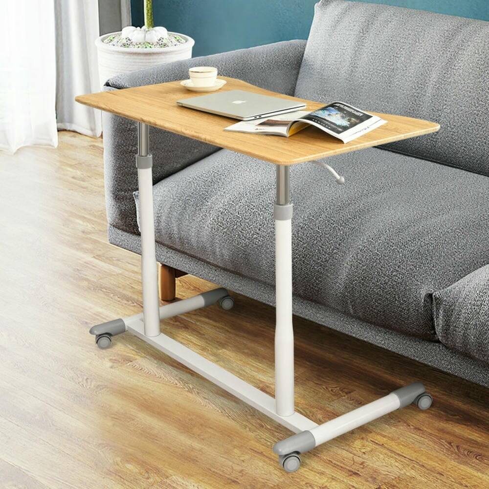 Alt View 8. Pefilos - Height Adjustable Computer Desk Sit to Stand Rolling Notebook Table -Natural, Office Furniture, Desk - Brown.