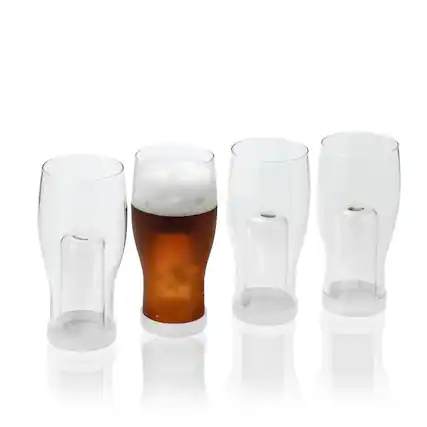 Front. BreeBe - Ice Isolation Beer Glasses set of 4, 20 fl-oz. - Clear.