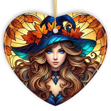 Front. OrnamentallyYou - Enchanting Autumn Witch Ornament Witchy Fall Girl Gift and Decor - Multi-colored.