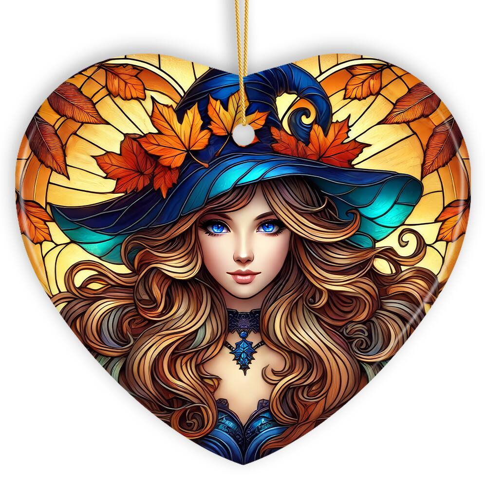 Front. OrnamentallyYou - Enchanting Autumn Witch Ornament Witchy Fall Girl Gift and Decor - Multi-colored.