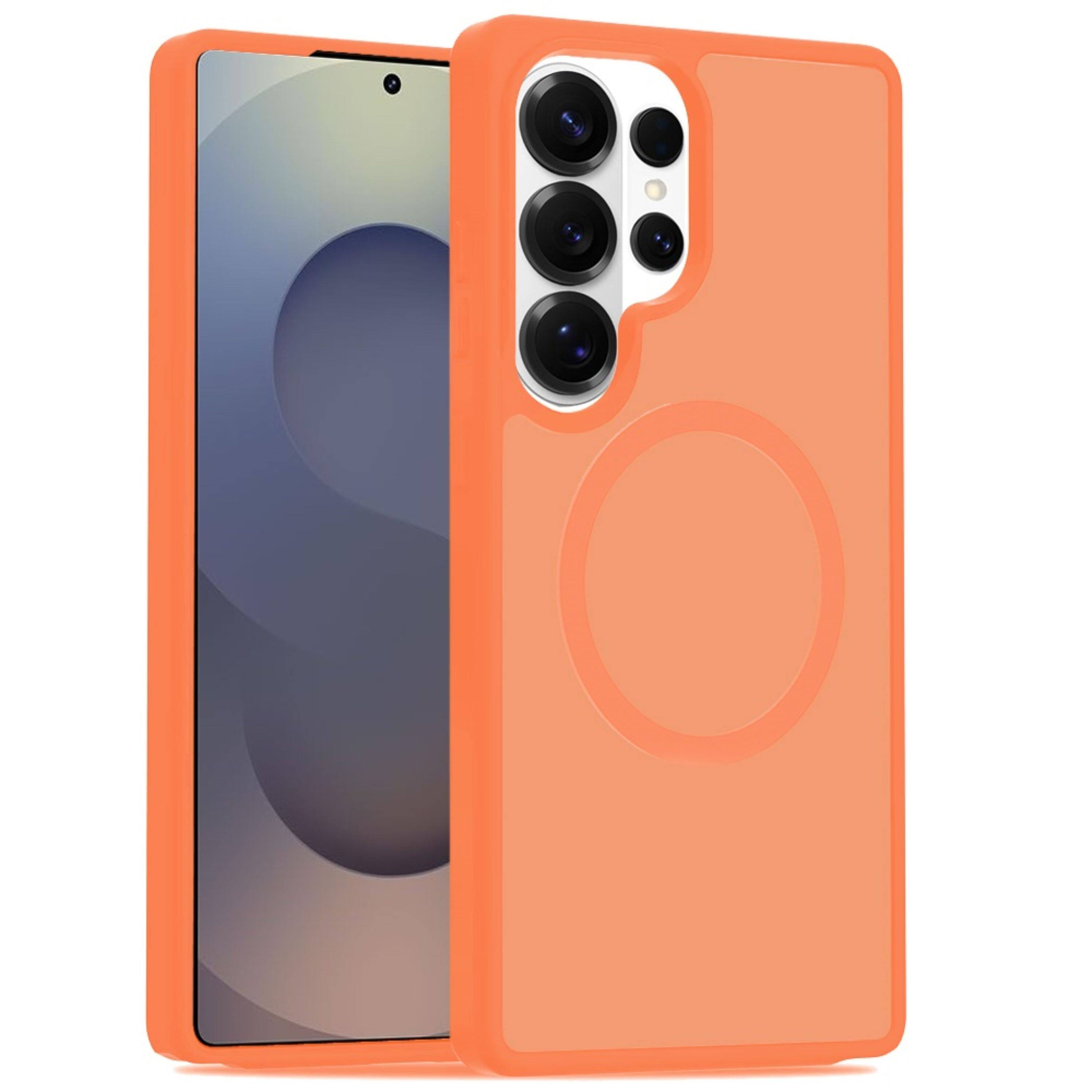 Left. Kitcheniva - Magnetic Circle Smooth Translucent Plus Tempered Glass For Samsung S26 Ultra Case Cosmic Orange - Cosmic Orange.
