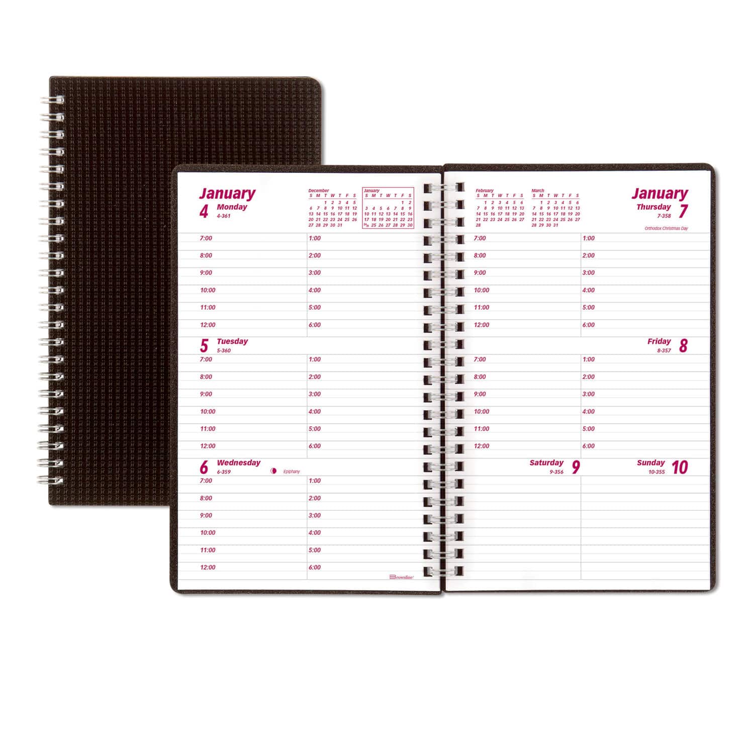 Brownline - DuraFlex Weekly Planner 8 x 5 Black Cover 12 Month Jan to Dec 2026