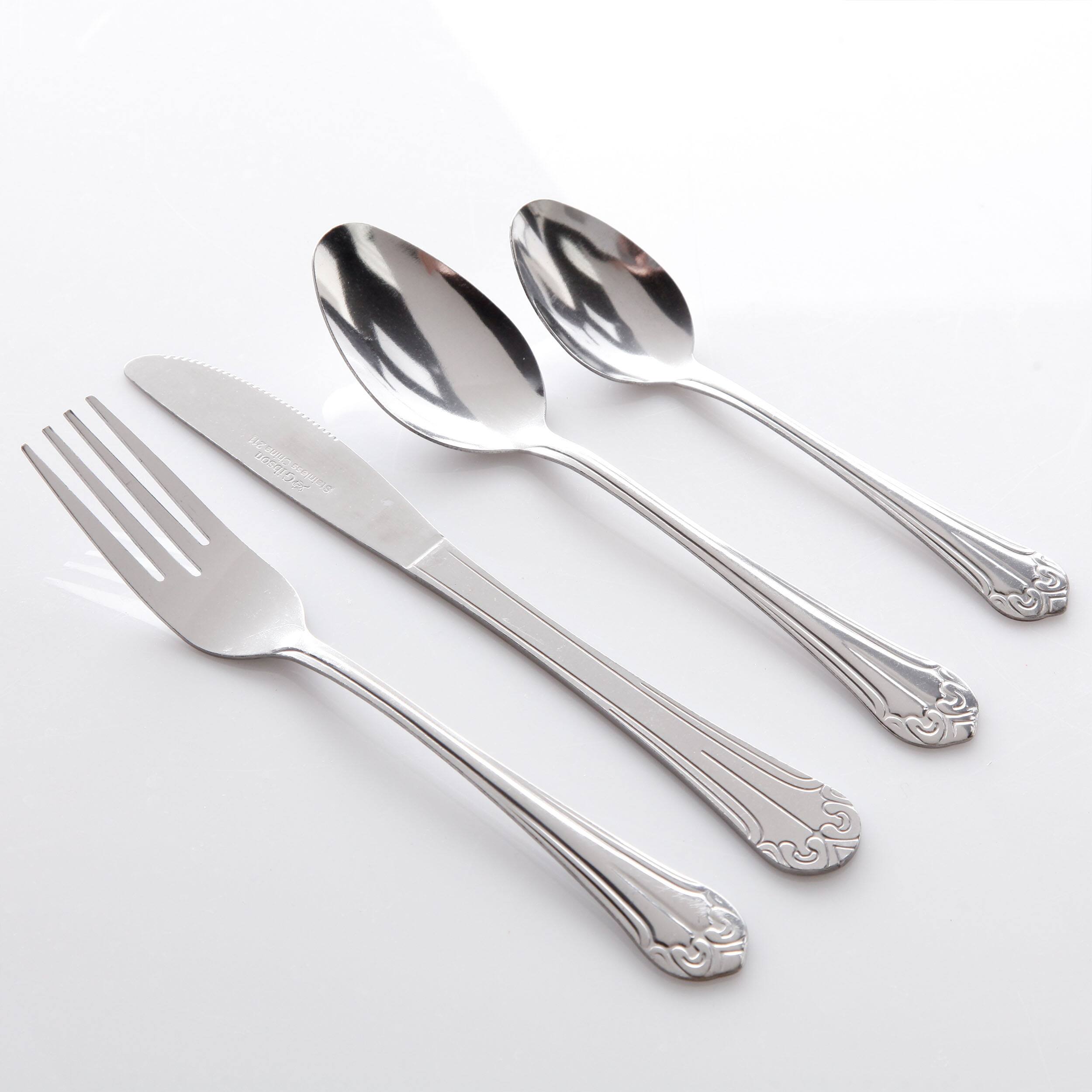 Alt View 1. Gibson - Gibson Home Mariano 24 Piece Flatware Set - Silver.