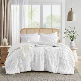 Hivvago - Twin/Twin XL Microfiber Pleated Soft Washed Comforter Set - White