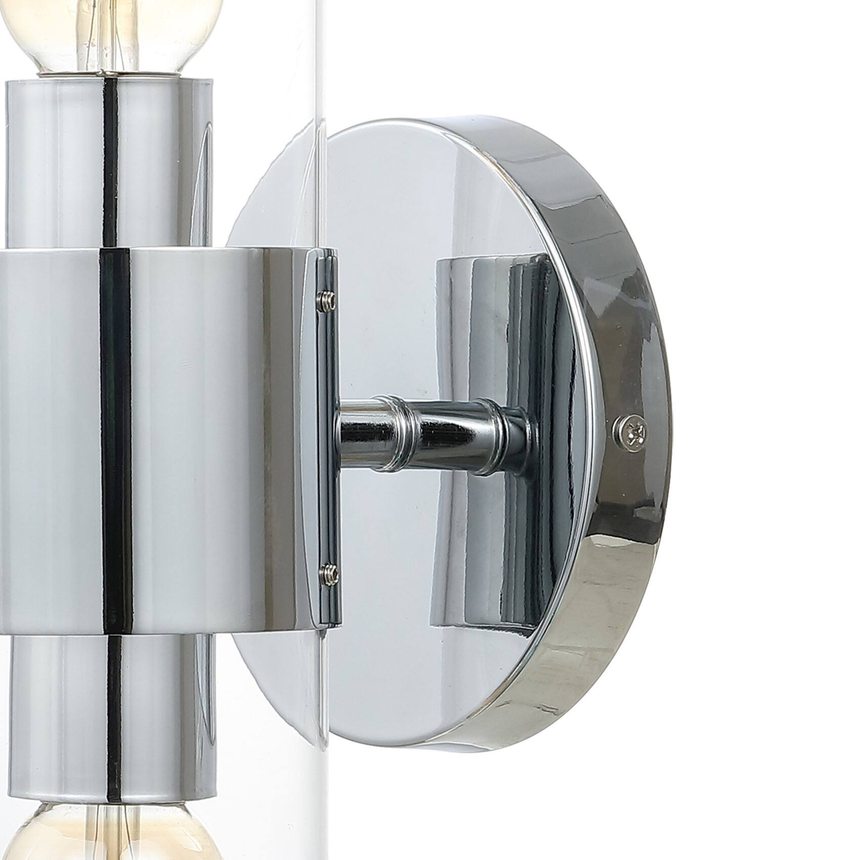 Alt View 5. Jonathan Y - Quinn 15.5" 2-Light Mid-Century Modern Iron/Acrylic LED Sconce, Chrome/Clear - Chrome/Clear.