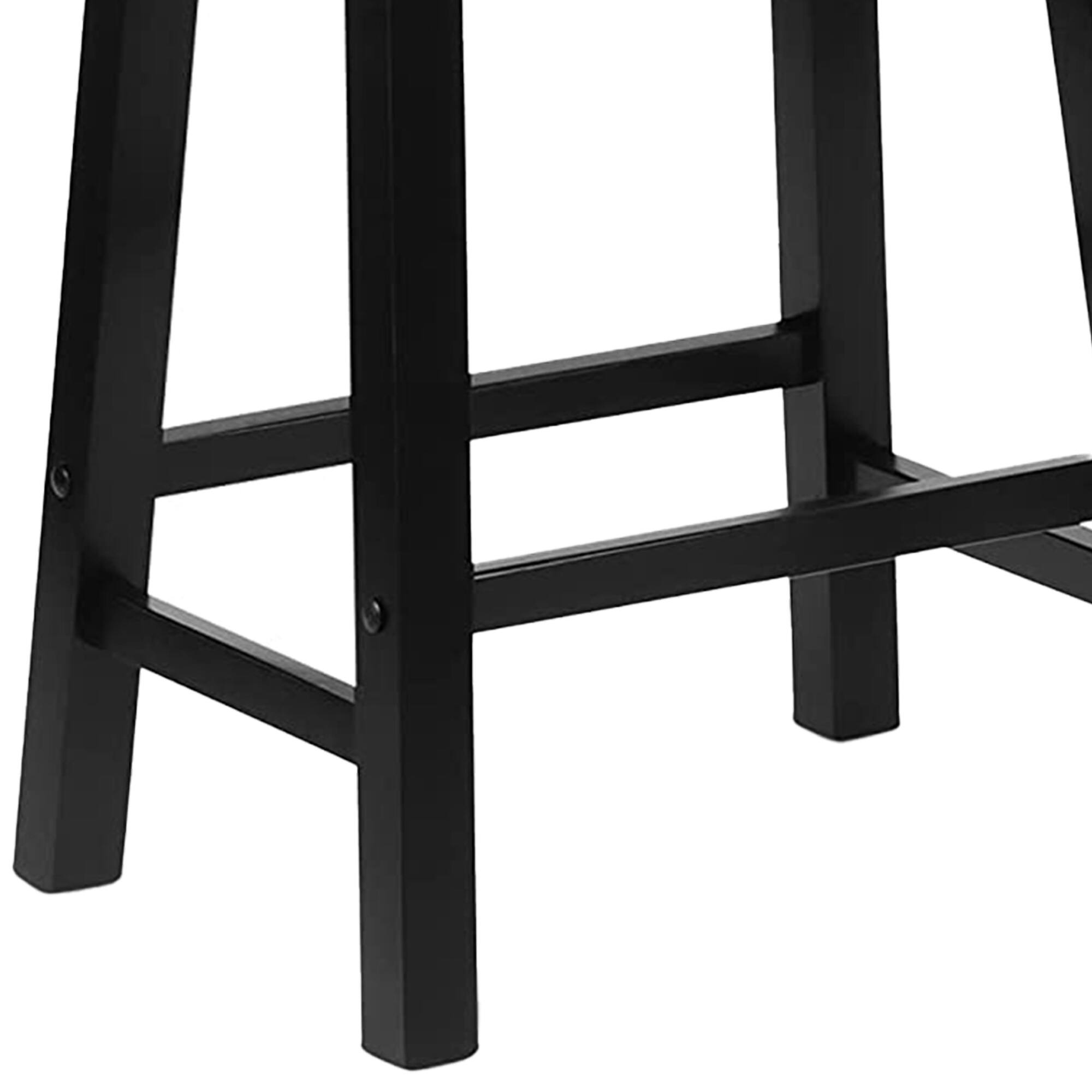 Alt View 3. PJ Wood - PJ Wood Classic Saddle Seat 24" Tall Kitchen Counter Stools, Black (Set of 4) - Black.