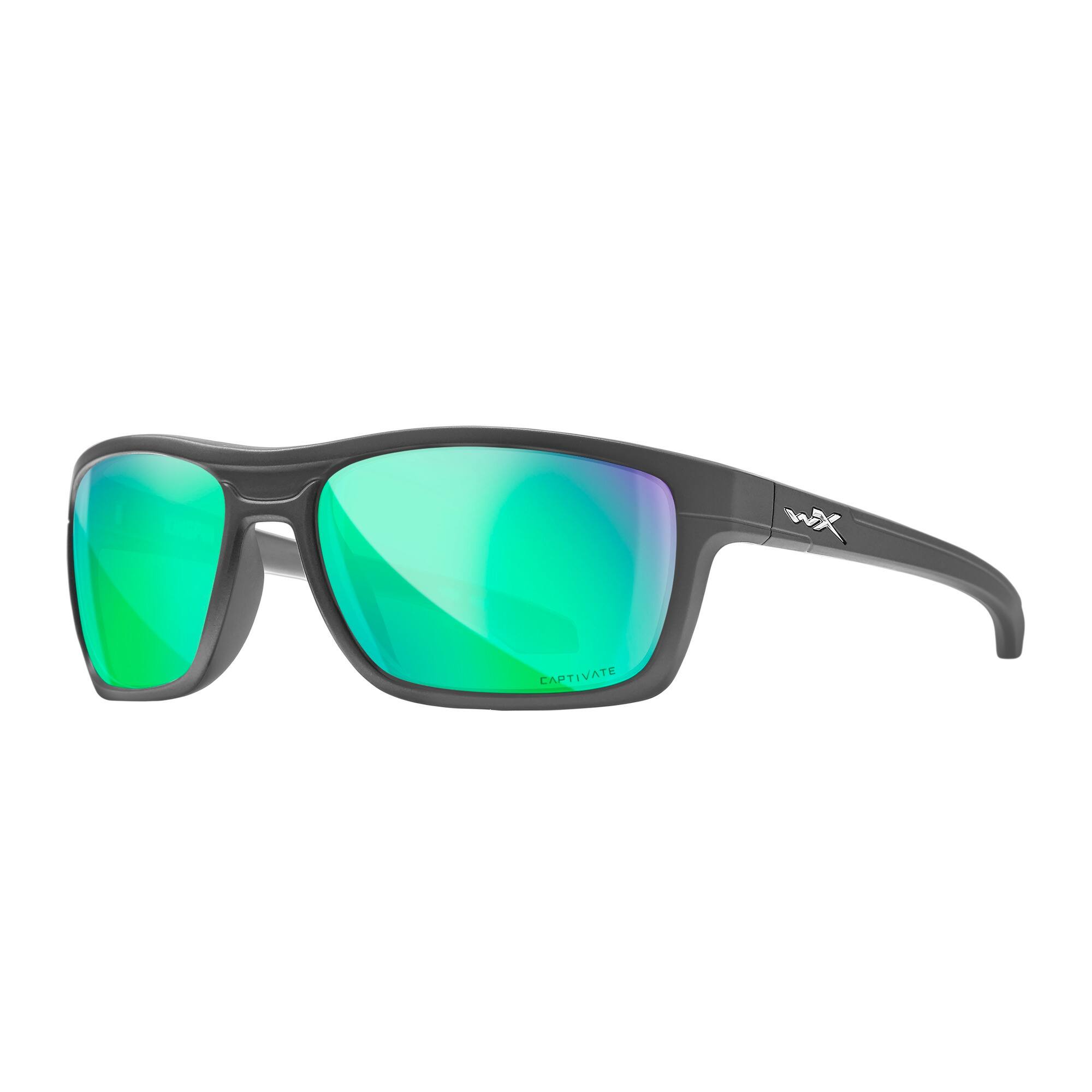 Left. Wiley X - Wiley-X WX Kingpin Sunglasses (Polarized Green Lens, Matte Graphite Frame) - Green.