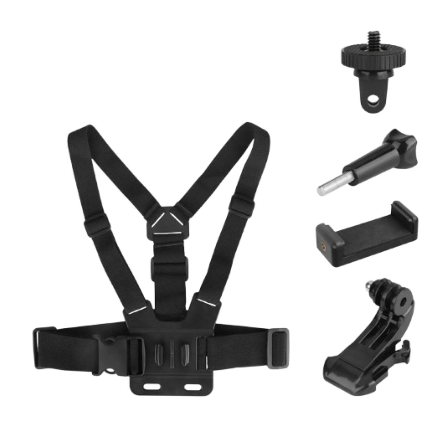 Front. Home Collection - Universal Chest Strap Mount with Adjustable Phone Holder - Black.