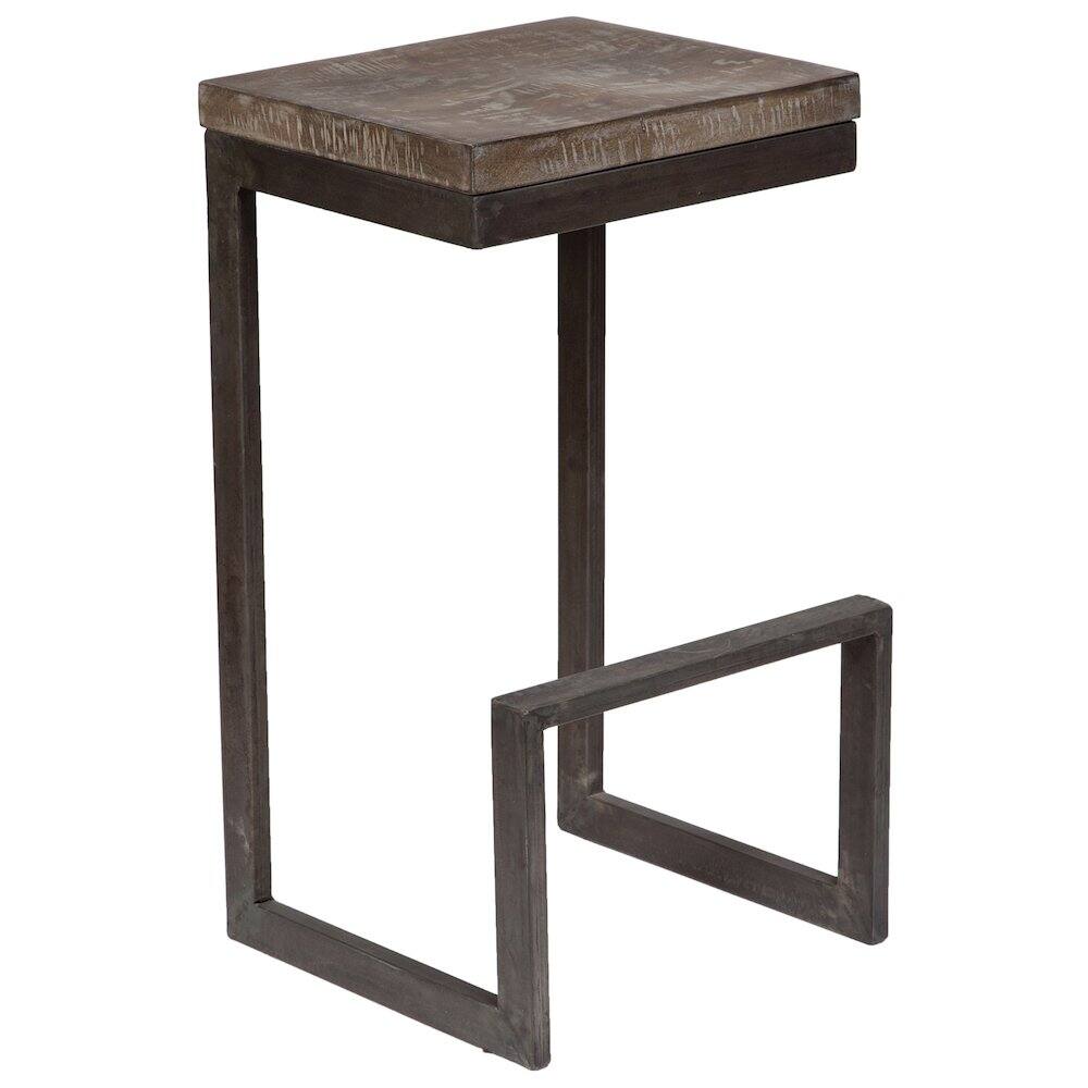 Alt View 2. Porter Designs - Cube Solid Mango Wood & Metal Bar Stool - Gray.