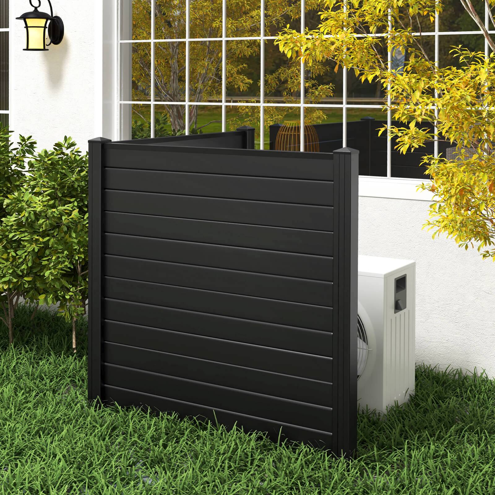 Alt View 3. Costway - Outdoor 48"L x 48"H PVC Privacy Fence Panels with Metal Ground Stakes - Black.