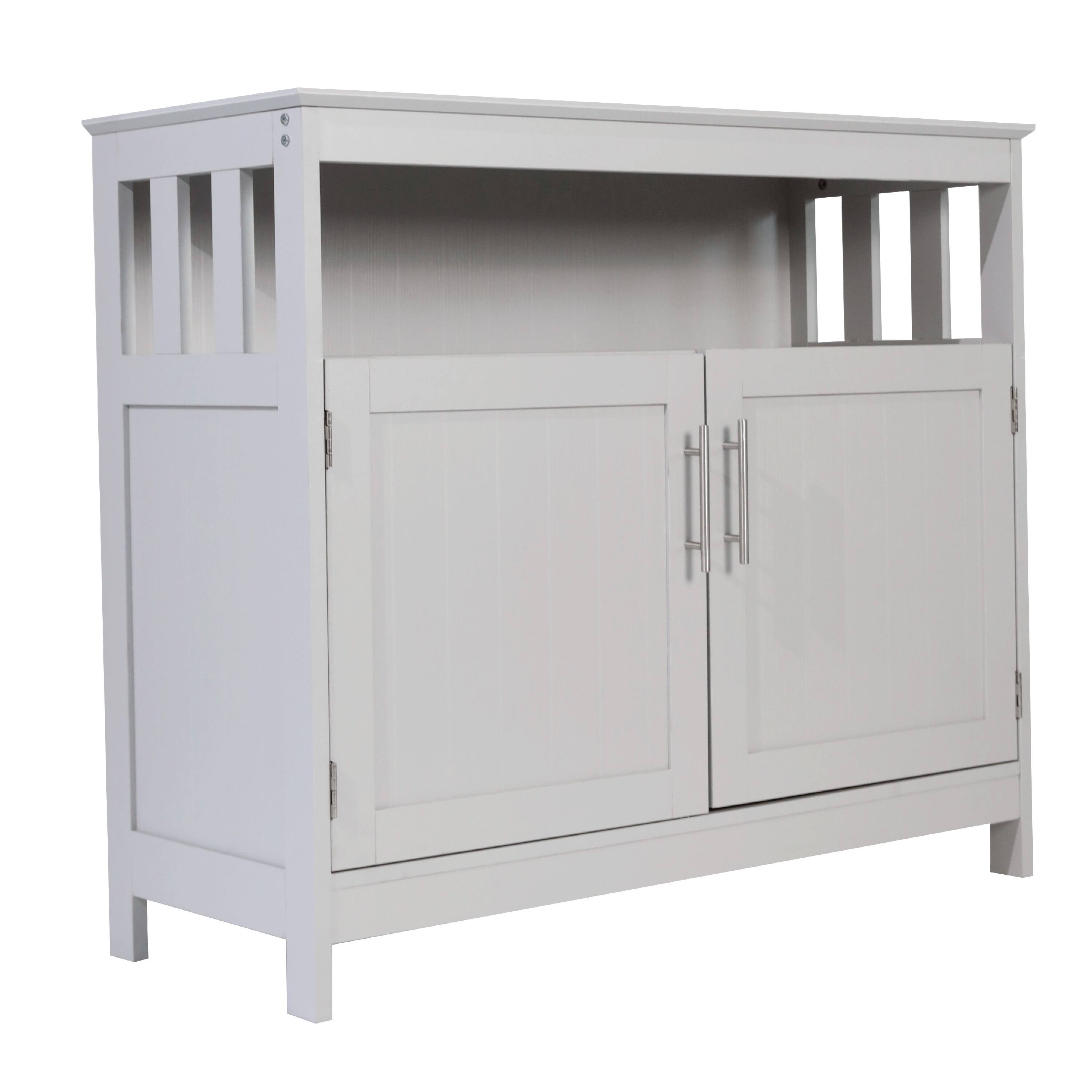 Alt View 1. Emma + Oliver - Shereen 40 Inch Buffet and Sideboard with Open Storage Shelf and Double Door Storage Cabinet - Gray.