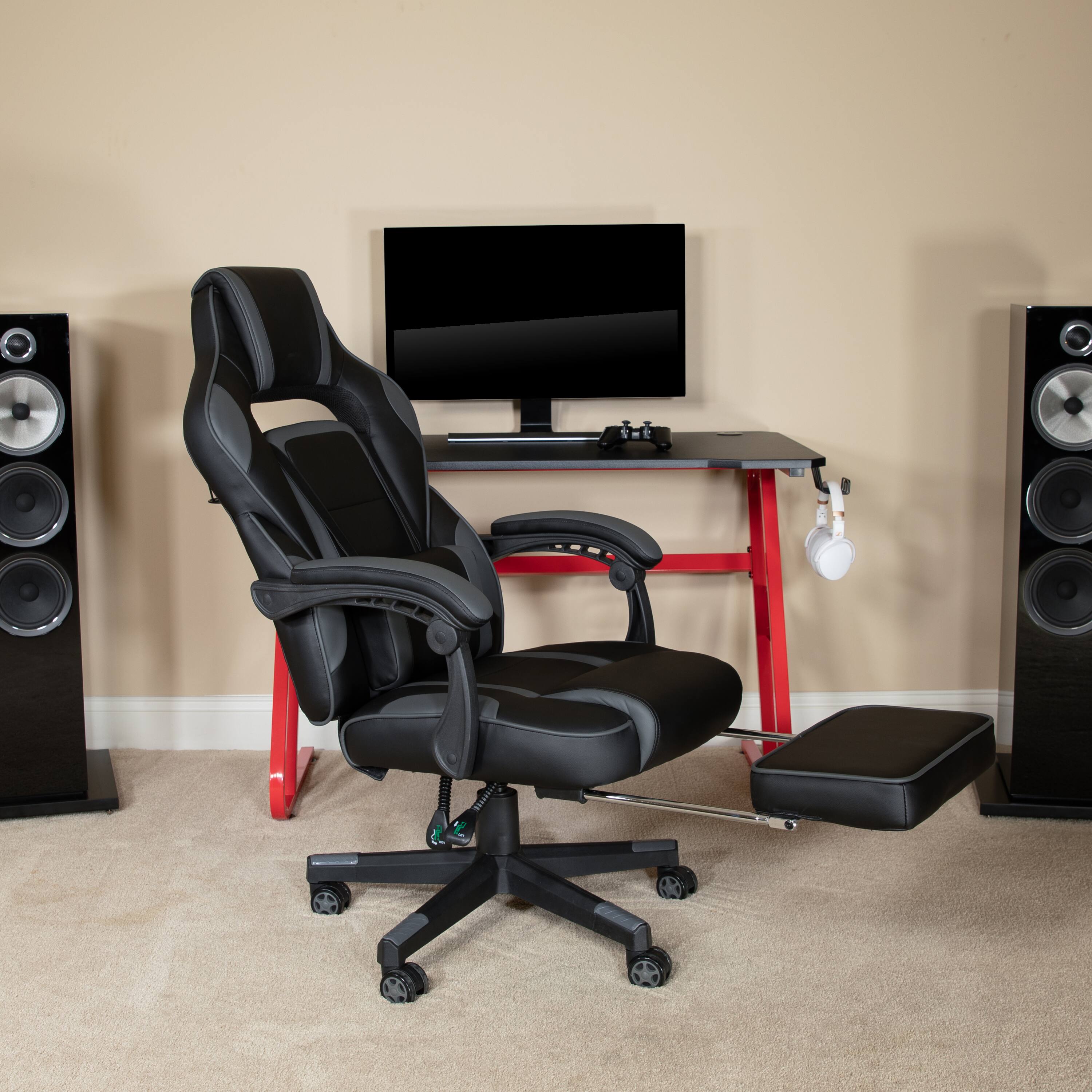 Alt View 1. Flash Furniture - X40 Gaming Chair Racing Ergonomic Computer Chair with Fully Reclining Back/Arms, Slide-Out Footrest, Massaging Lumbar - - Black.