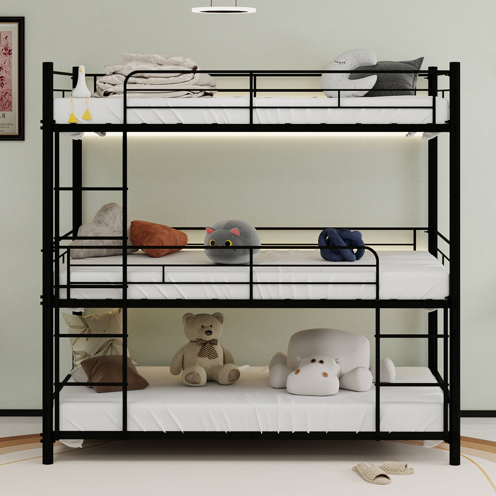Left. Loheer - Loheer Twin Size Black Iron Bed Frame Heavy Duty Metal Base Noise Free Sturdy Steel Support for Small Spaces - Black.