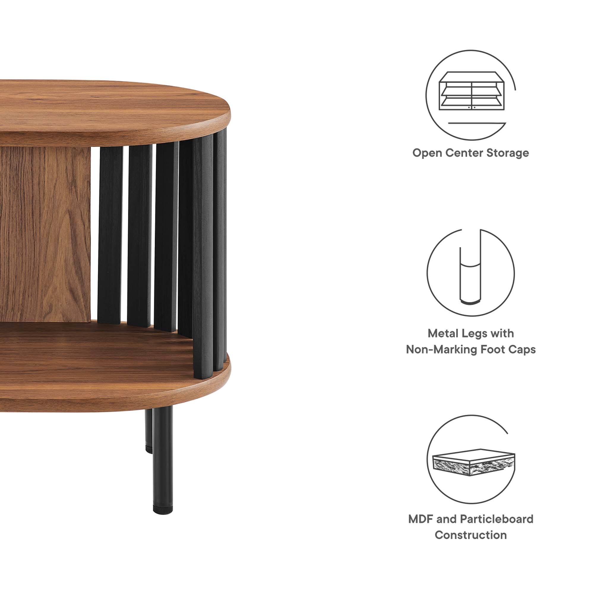 - Open Center Storage
- Metal Legs with Non-Marking Foot Caps
- MDF and Particleboard Construction