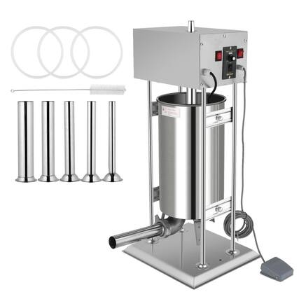 Front. Winado - 24.3LBS/15L Electric Sausage Stuffer, Adjustable Speed Stainless Steel Sausage Maker Meat Stuffer, Heavy Duty Vertical - Silver.