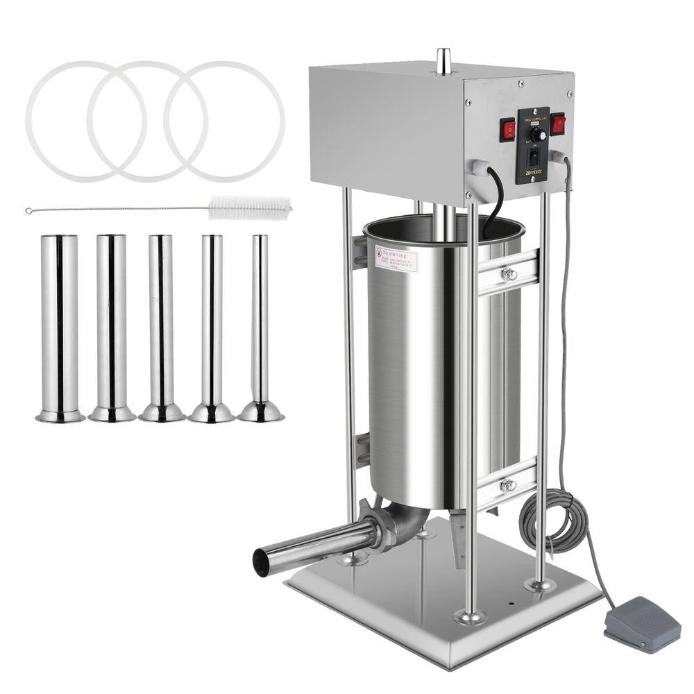 Front. Winado - 24.3LBS/15L Electric Sausage Stuffer, Adjustable Speed Stainless Steel Sausage Maker Meat Stuffer, Heavy Duty Vertical - Silver.
