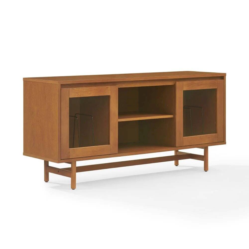 Alt View 3. Crosley Furniture - Dempsey Record Player Cabinet With Vinyl Storage - Gray.