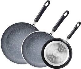 Cook N Home - Professional 8/10/12 Inch Heavy Nonstick Frying Pan Set, Skillets with Non-Stick Coating, Induction - black/marble