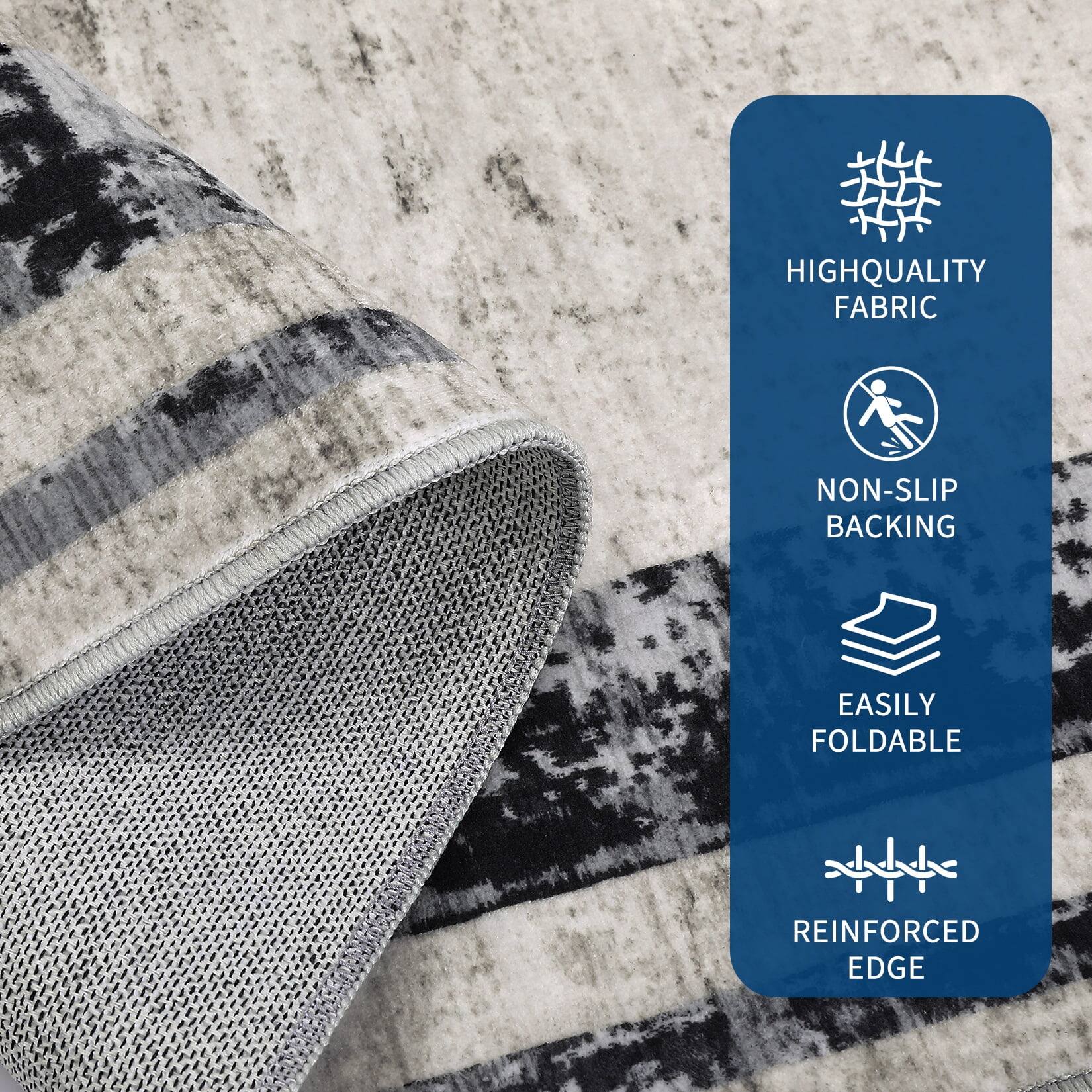 HIGH QUALITY FABRIC  
NON-SLIP BACKING  
EASILY FOLDABLE  
REINFORCED EDGE