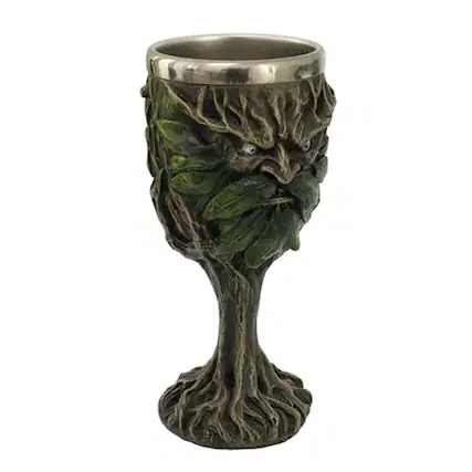 Front. Pacific Trading - Celtic Greenman Drinking Wine Goblet Chalice Kitchen Decor Resin Body Stainless Steel Cup - Brown.