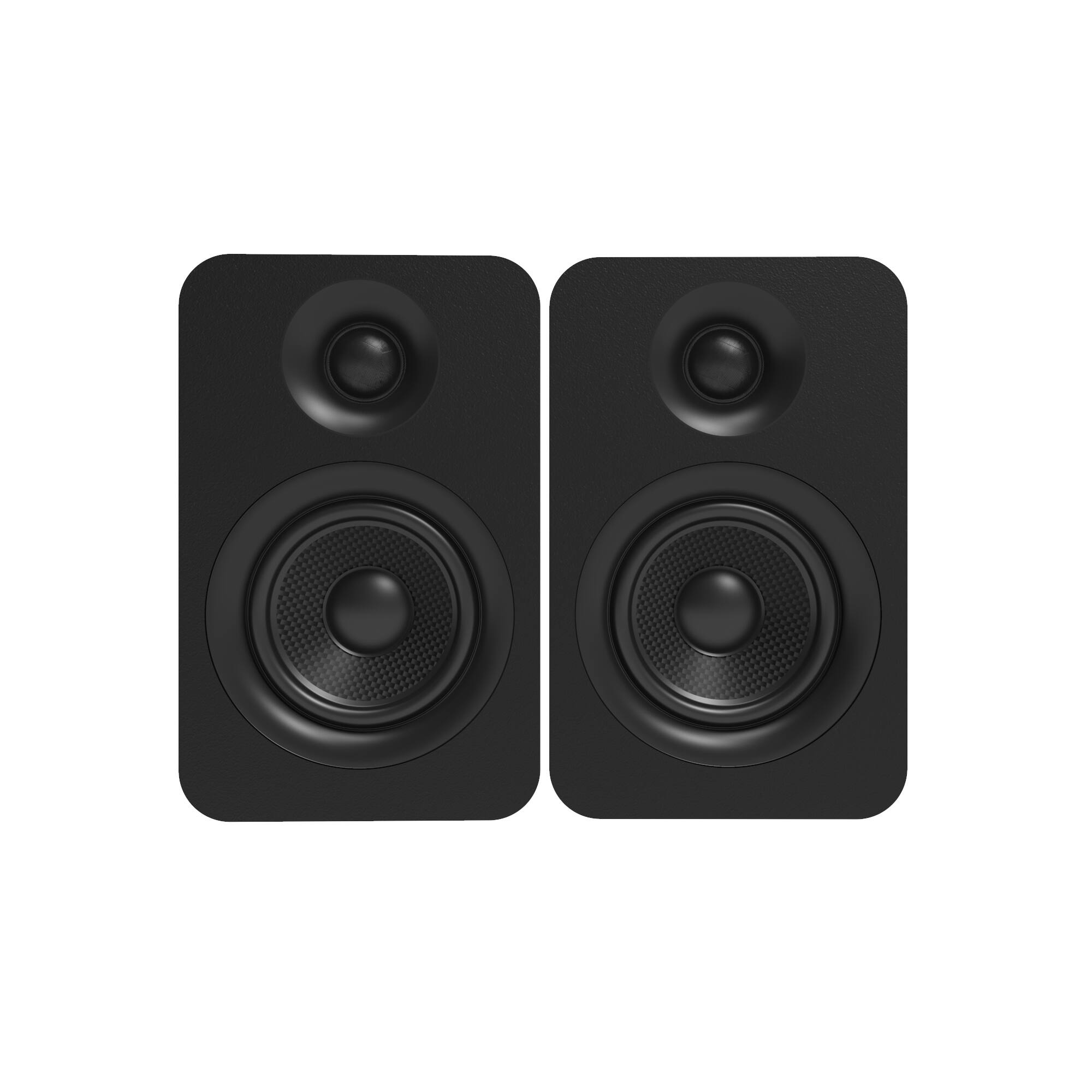 Left. Kanto - Kanto YUP4 Passive Bookshelf Speakers with 1" Silk Dome Tweeter and 4" Kevlar Woofer - Pair (Black) - Black.