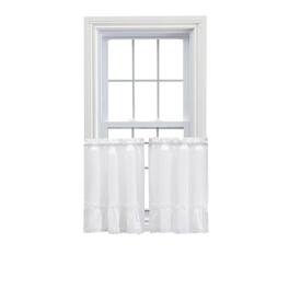 Ellis Curtain - Madelyn Ruflled Victorian 1.5" Rod Pocket Window Curtain Tiers 82"x45" - White