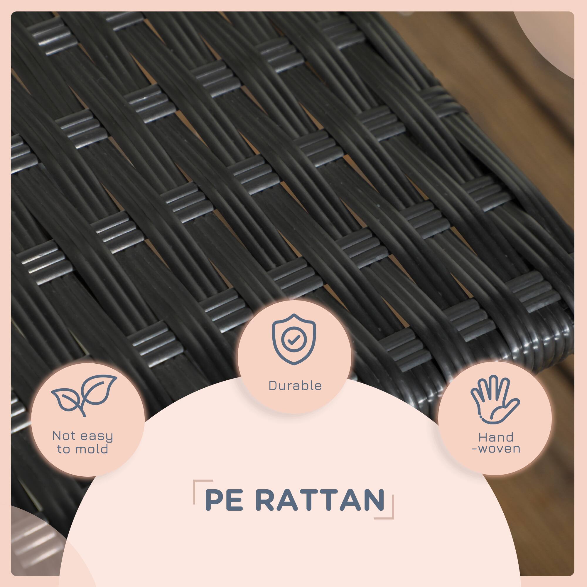 PE RATTAN

- Durable
- Not easy to mold
- Hand-woven