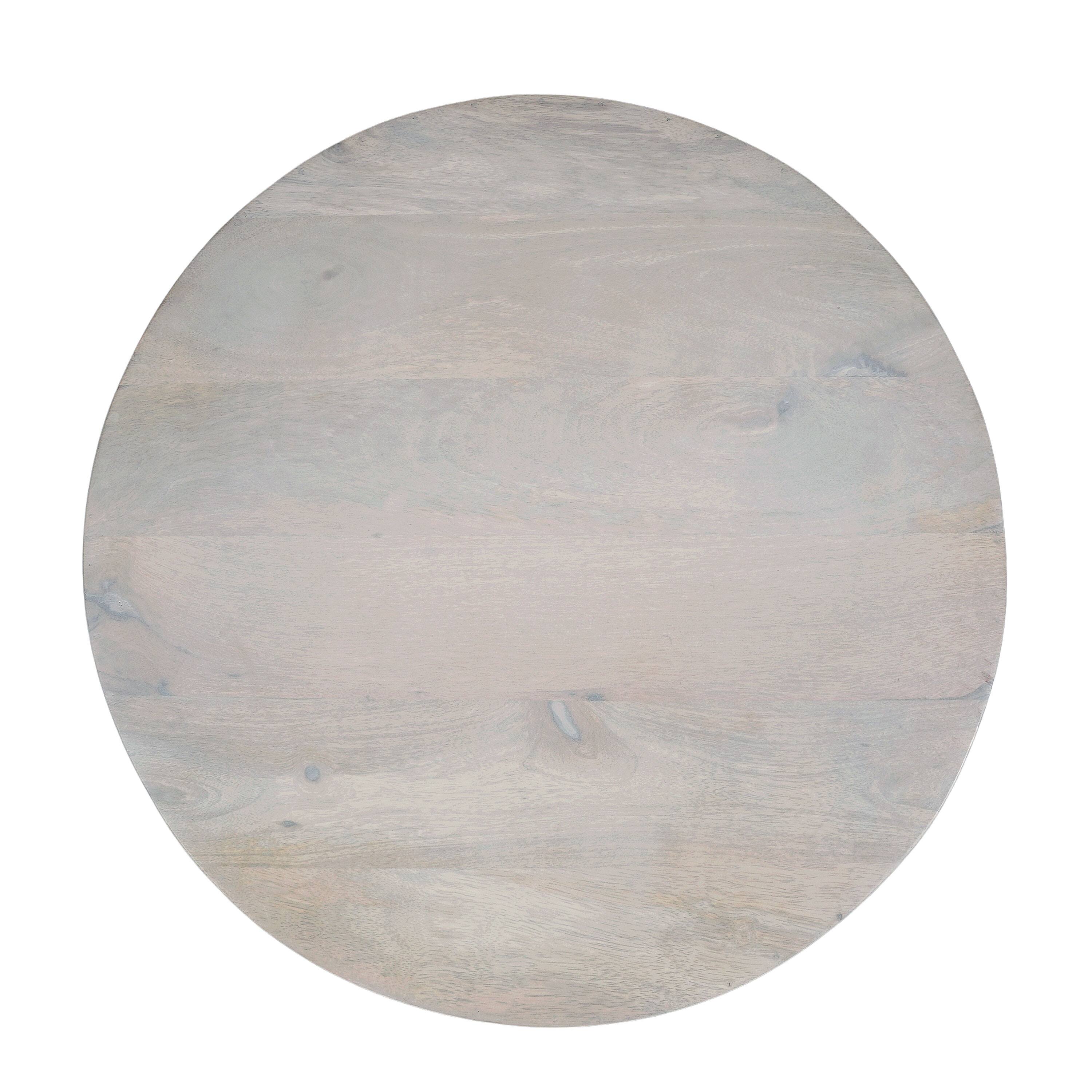 Alt View 1. Manhattan Lane - Febe Side End Accent Table, 20 Inch Round Top, Cylindrical Plinth Base, Oak White Mango Wood - Oak White.